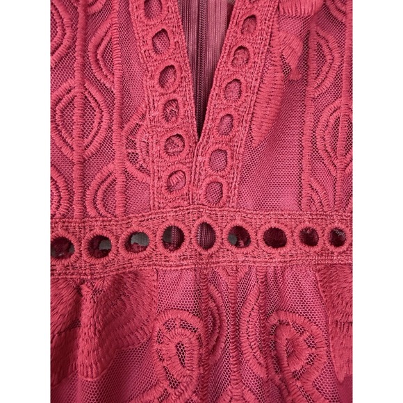 Eleter Dress Womens L Burgundy Lace Maxi Romantic Boho Fairy Whimsy Goth Witchy - Picture 16 of 16